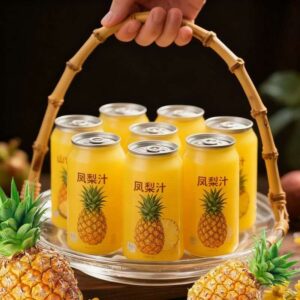Sparkling Pineapple Juice Cans Basket