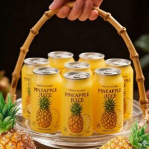 Sparkling Pineapple Juice Cans Basket